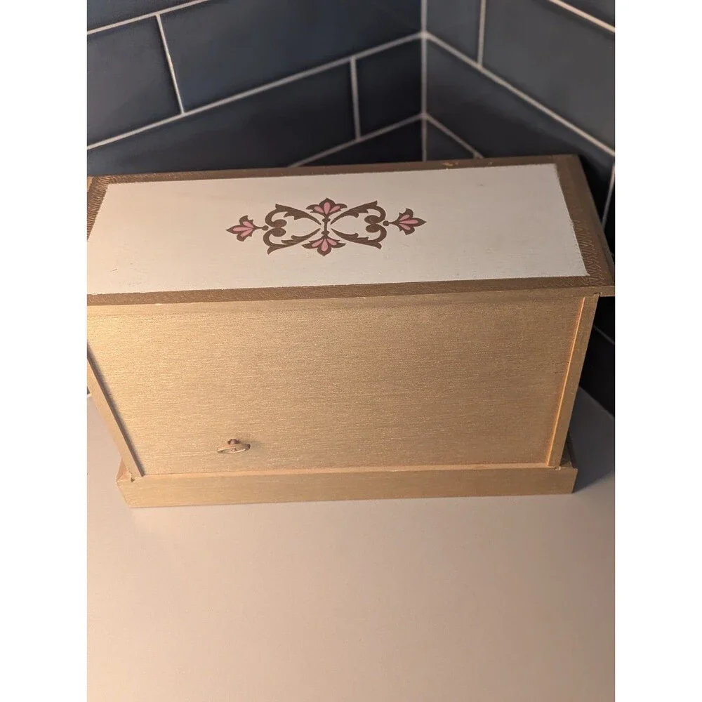 Vintage‎ LARGE WOODEN FLORENTINE TRINKET/JEWELRY Box 6 Drawer Taiwan RARE MCM